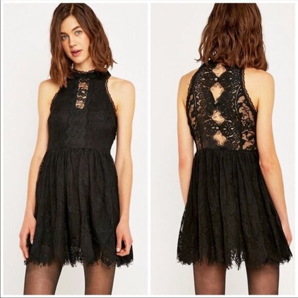 FREE PEOPLE | Verushka Lace Button Back Dress Sz 2 - Picture 3 of 14